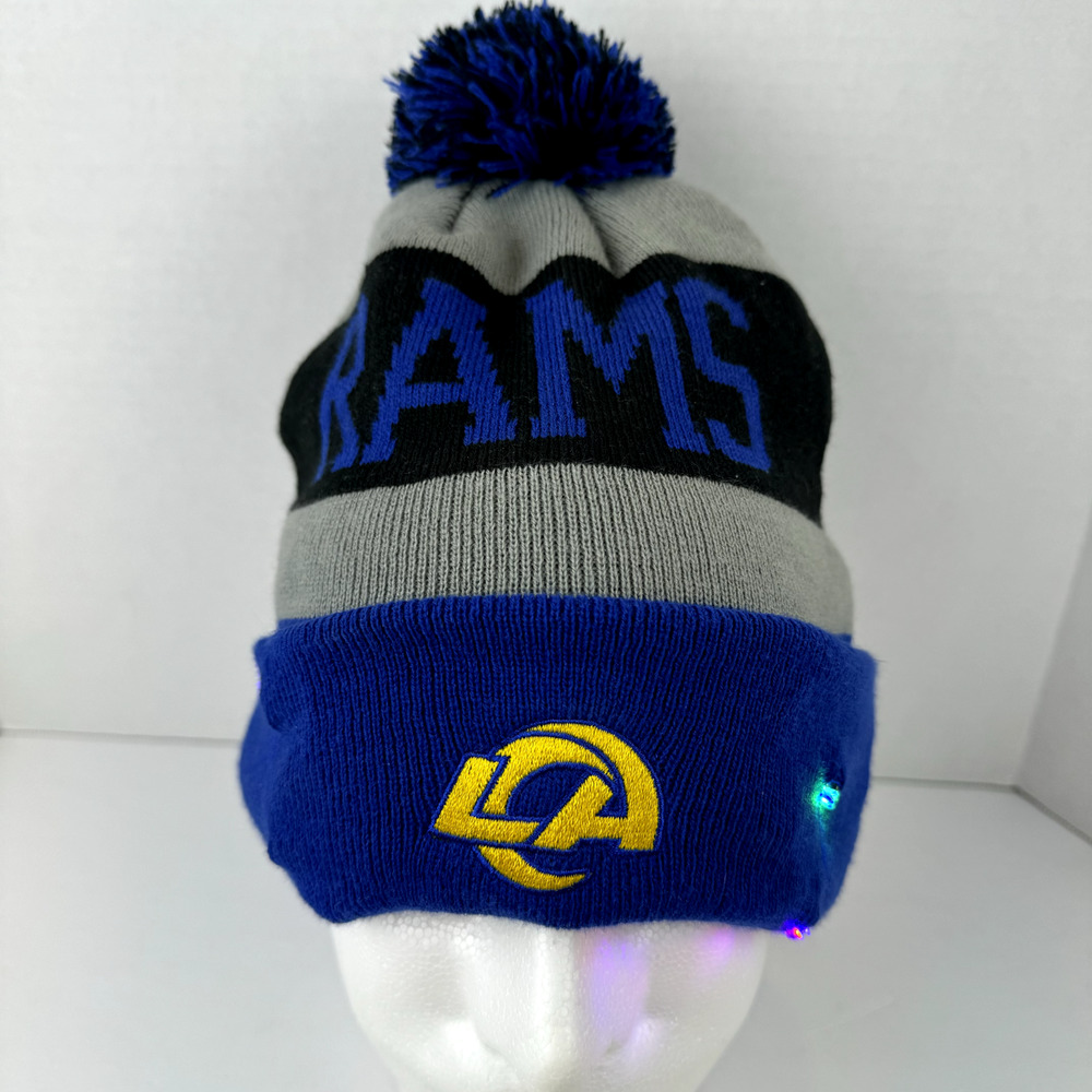 FOCO Los Angeles Rams Adult Beanie NFL Big Logo Colorblock Knit Light Up
